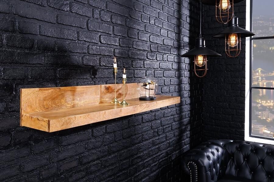 Invicta Interior Massieve wandplank MAKASSAR 80cm naturel mangohout handgemaakt 44741