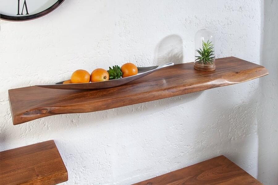 Invicta Interior Massieve wandplank MAMMUT 115cm acaciahouten plank met boomrand 39961