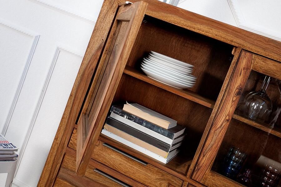 Invicta Interior Massives Highboard PURE 140cm Sheesham steenafwerking Vitrine Palisander 22685 - Foto 3