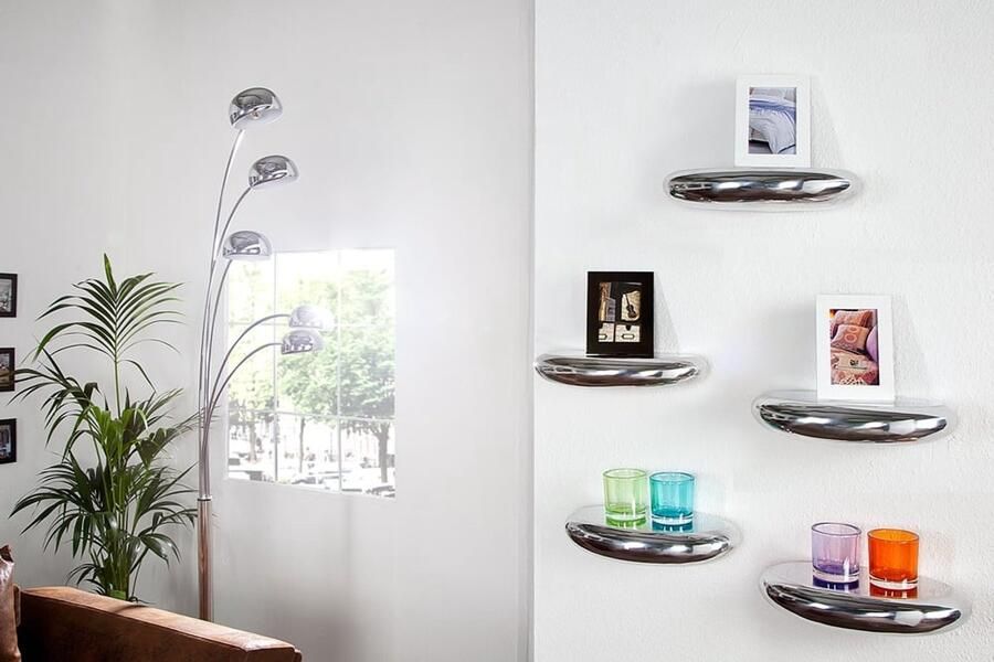 Invicta Interior Modern design wandplank TEAR 40cm zilver aluminium 20405