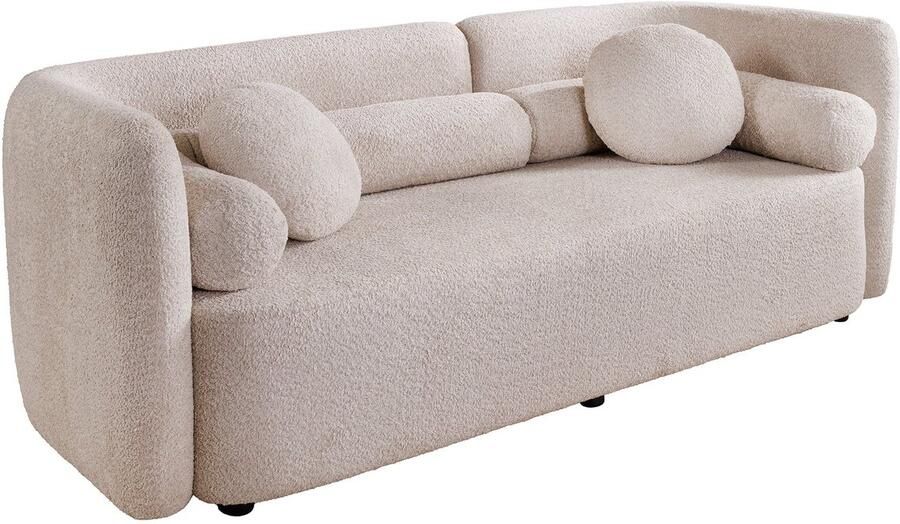 Invicta Interior Moderne bank ART DECO 200cm beige Bouclé 3-zits bank incl. kussens 44509 - Foto 2