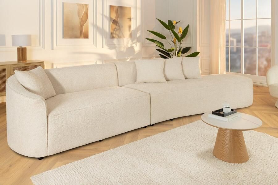 Invicta Interior Moderne bank ATELIER L 330cm beige Bouclé XXL bank incl. kussens 46548 - Foto 2