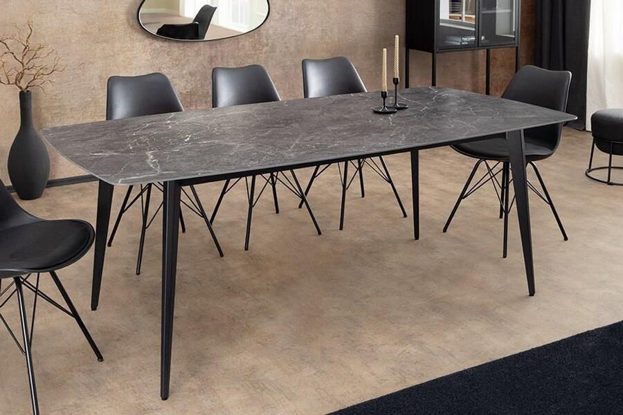 Invicta Interior Moderne eettafel MILANO 160 cm antraciet keramiek zwarte metalen poten 46992
