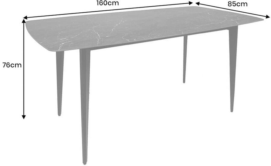 Invicta Interior Moderne eettafel MILANO 160 cm antraciet keramiek zwarte metalen poten 46992 - Foto 3