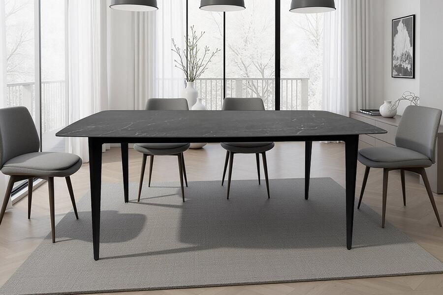 Invicta Interior Moderne eettafel MILANO 180cm antraciet keramiek zwarte metalen poten 46993 - Foto 2