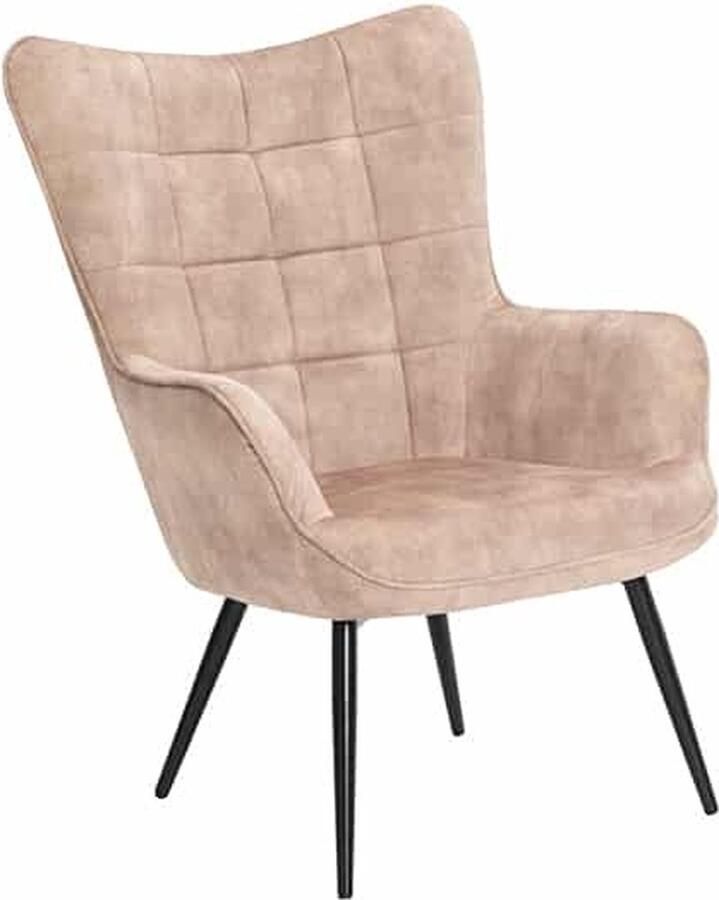 Invicta Interior Moderne fauteuil SCANDINAVIA champagne fluweel zwart metalen poten met armleuningen 44021