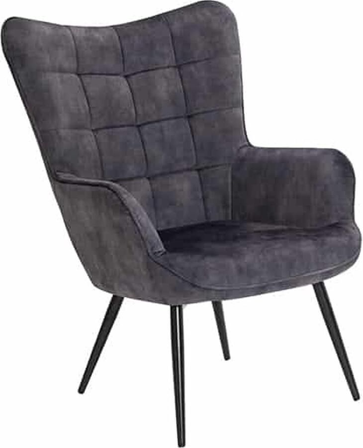 Invicta Interior Moderne fauteuil SCANDINAVIA grijs fluweel zwart metalen poten met armleuningen 44020 - Foto 2