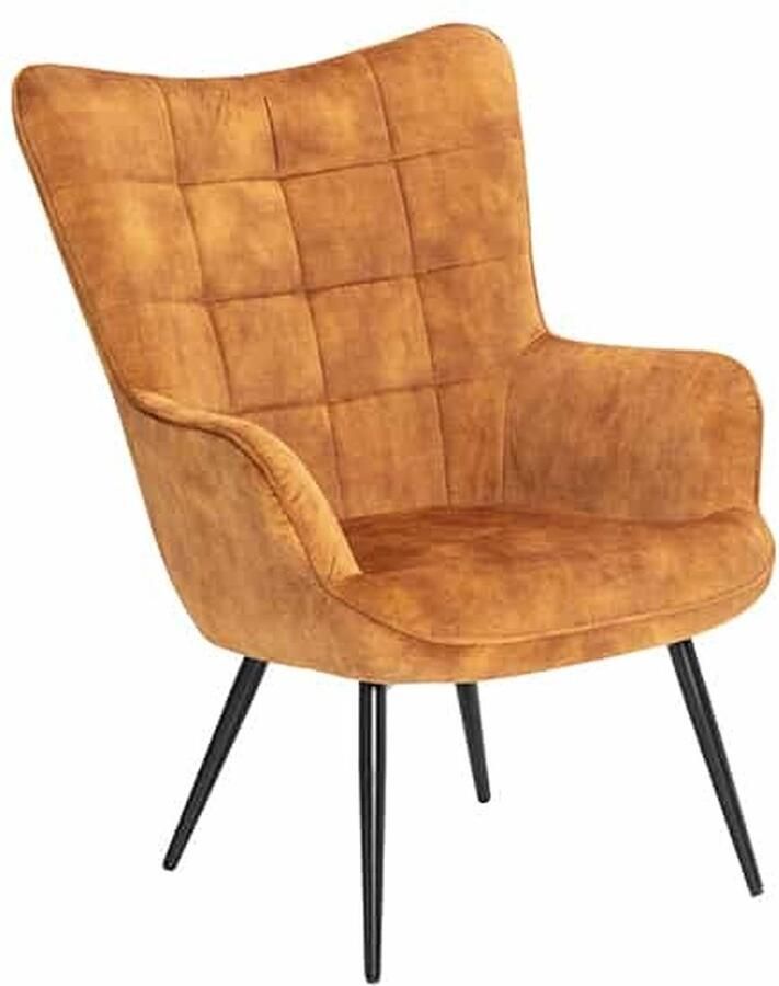 Invicta Interior Moderne fauteuil SCANDINAVIA mosterdgeel fluweel zwart metalen poten met armleuningen 44019