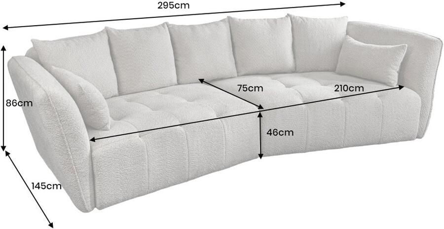 Invicta Interior Moderne Grote Bank ROYAL 295cm grijs bouclé binnenvering XXL bank incl. kussens 44542 - Foto 2