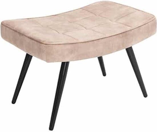 Invicta Interior Moderne kruk SCANDINAVIA champagne fluwelen zwarte metalen poten voetenbank 44027 - Foto 2