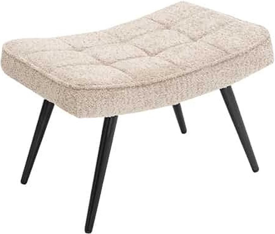 Invicta Interior Moderne Hocker SCANDINAVIA champagner greige Bouclé schwarze Metallbeine Fußhocker 44028
