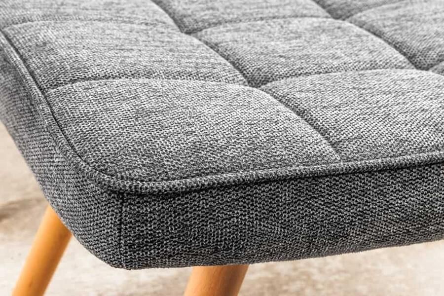 Invicta Interior Moderne kruk SCANDINAVIA grijze structuurstof massief houten poten voetenbank 44029 - Foto 2