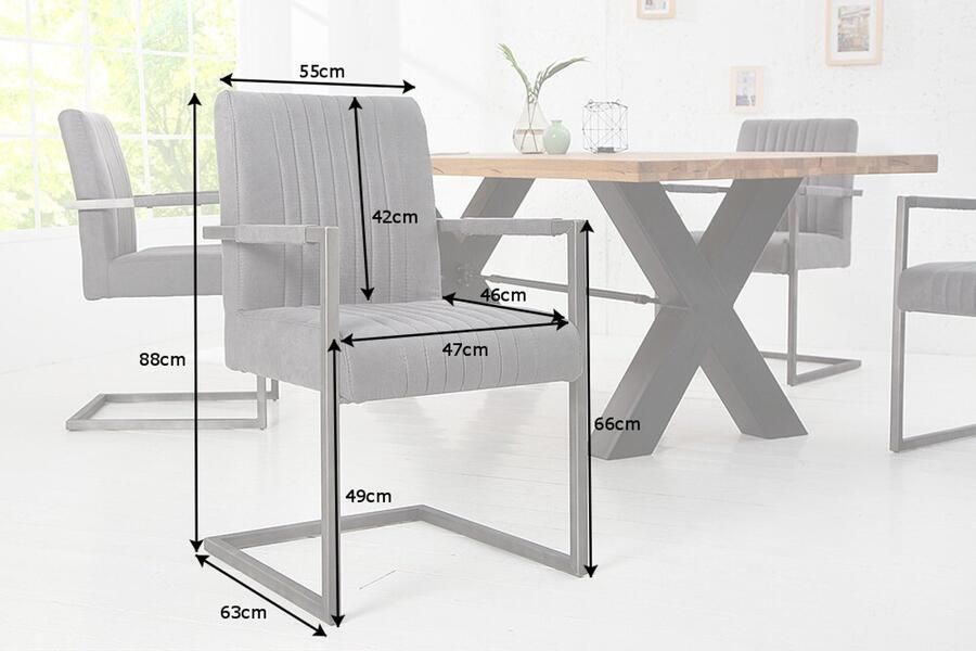 Invicta Interior Moderne sledefauteuil BIG ASTON vintage grijs geborsteld ijzeren frame 39083 - Foto 2