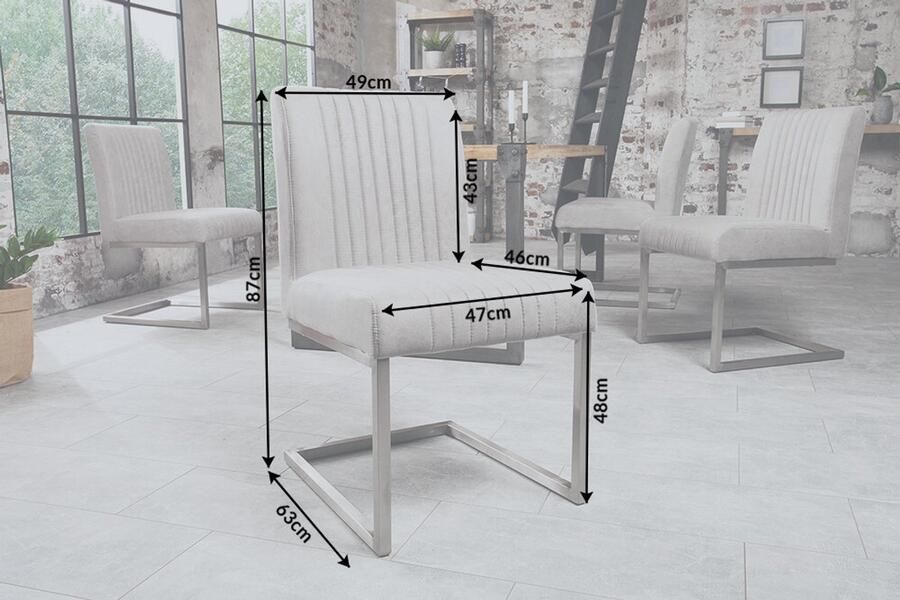 Invicta Interior Moderne sledestoel BIG ASTON steengrijs roestvrijstalen frame met veerkern 39854 - Foto 2