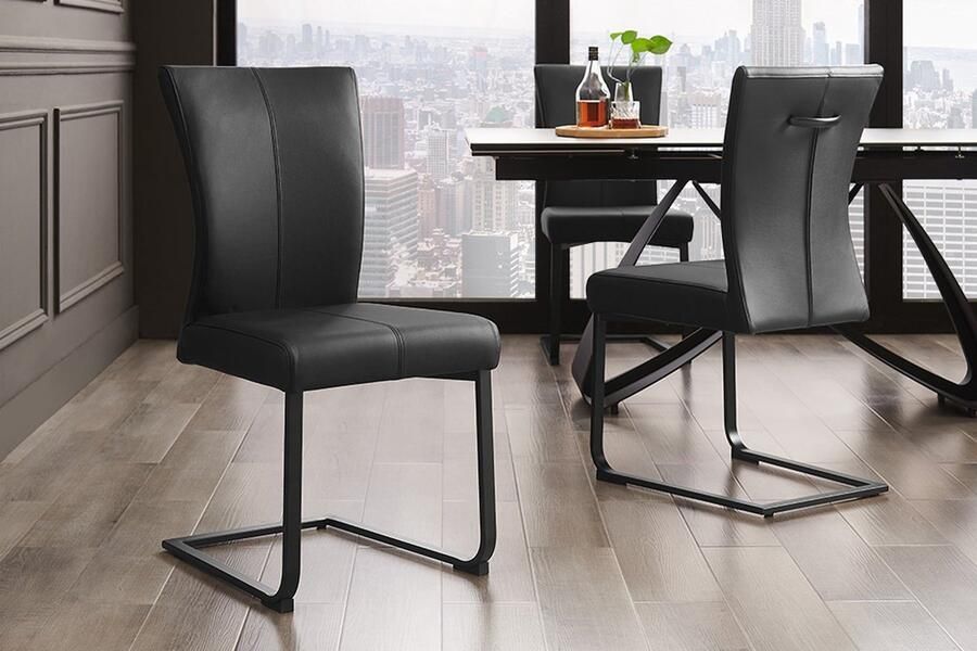 Invicta Interior Moderne sledestoel SAMSON zwart echt lederen metalen frame met comfortabele handgreep 45174