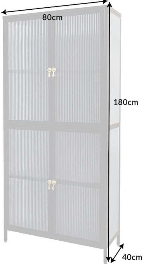 Invicta Interior Moderne vitrinekast AMSTERDAM 180 cm zwart goud dammen glazen metalen highboard kast 43532 - Foto 2