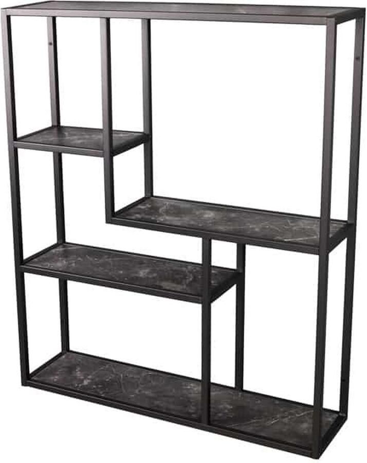 Invicta Interior Moderne wandplank SLIM LINE 95cm antraciet zwart marmeren design metaal hangend 44182