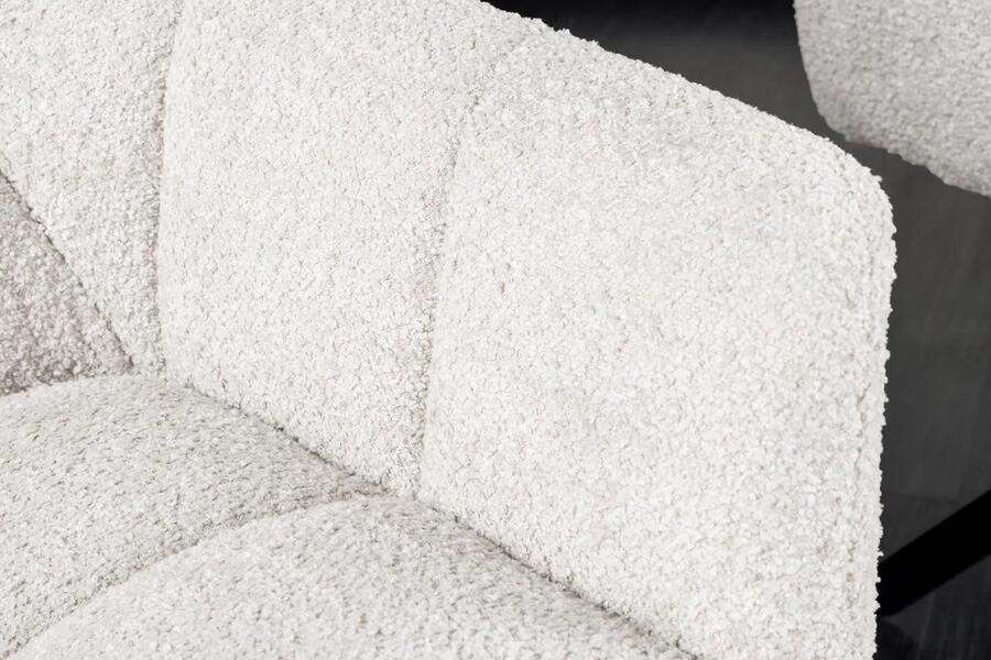 Invicta Interior PAPILLON witte boucle bureaustoel met armleuning zwart metalen frame 44591 - Foto 3