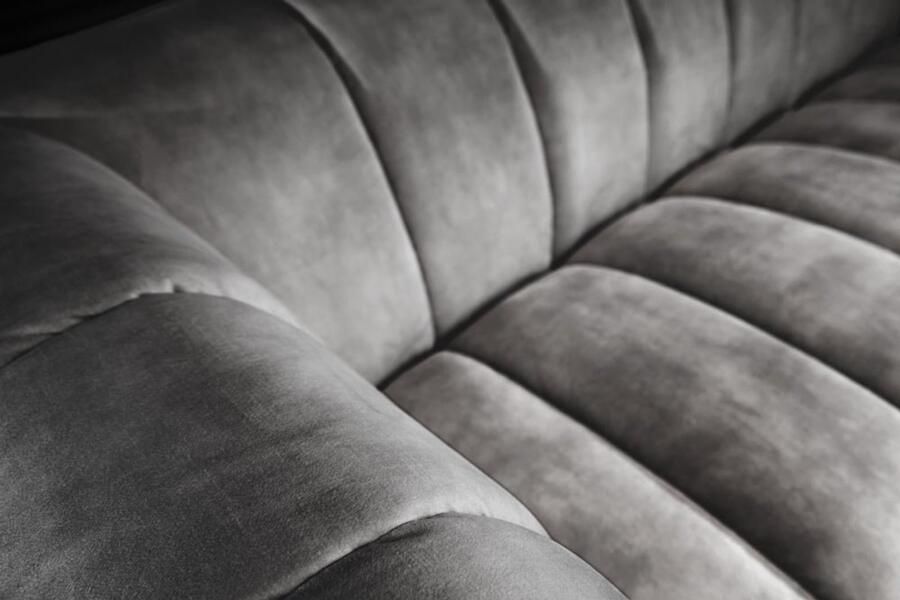 Invicta Interior Retro 3-zitsbank NOBLESSE 225cm grijs fluweel 3-zits met decoratieve quilting 41248 - Foto 3