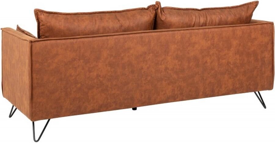 Invicta Interior Retro 3-zitsbank ROCCO 195cm Antiek Bruin Microfiber Binnenvering Zwart Haarspeld Poten 40830