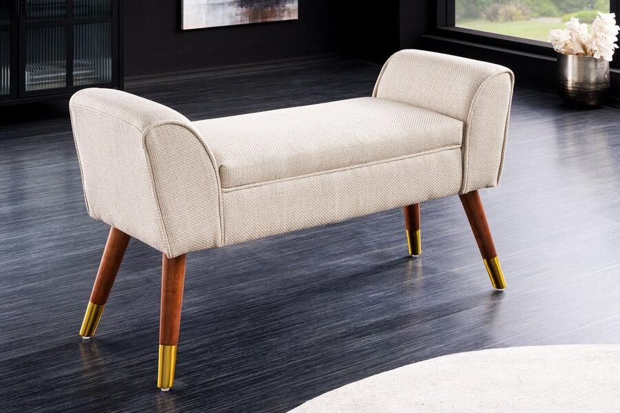 Invicta Interior Retro Bank SCARLETT 90cm beige structuurstof met armleuningen 44780