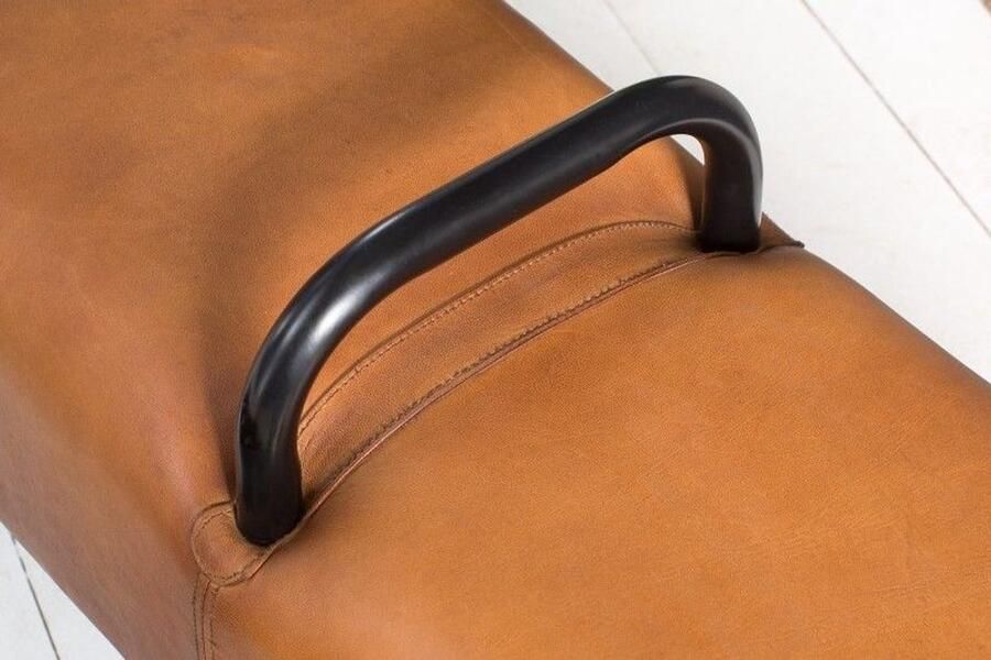 Invicta Interior Retro bank Noble Splendour 134cm met echt lederen bekleding mangohouten bank - Foto 3