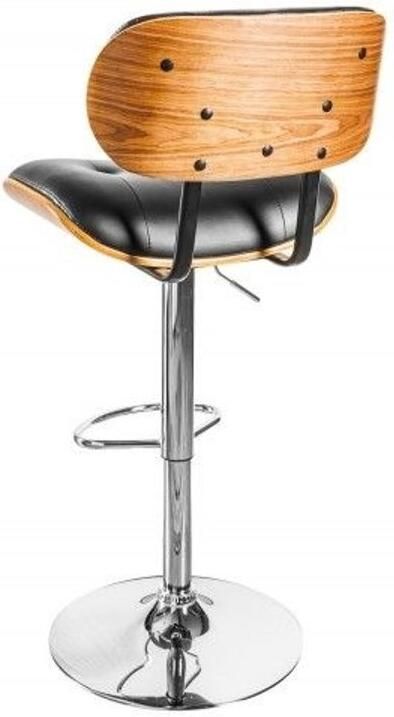 Invicta Interior Retro barkruk Lumine EleganceO zwart 115cm in hoogte verstelbaar walnootfineer - Foto 3