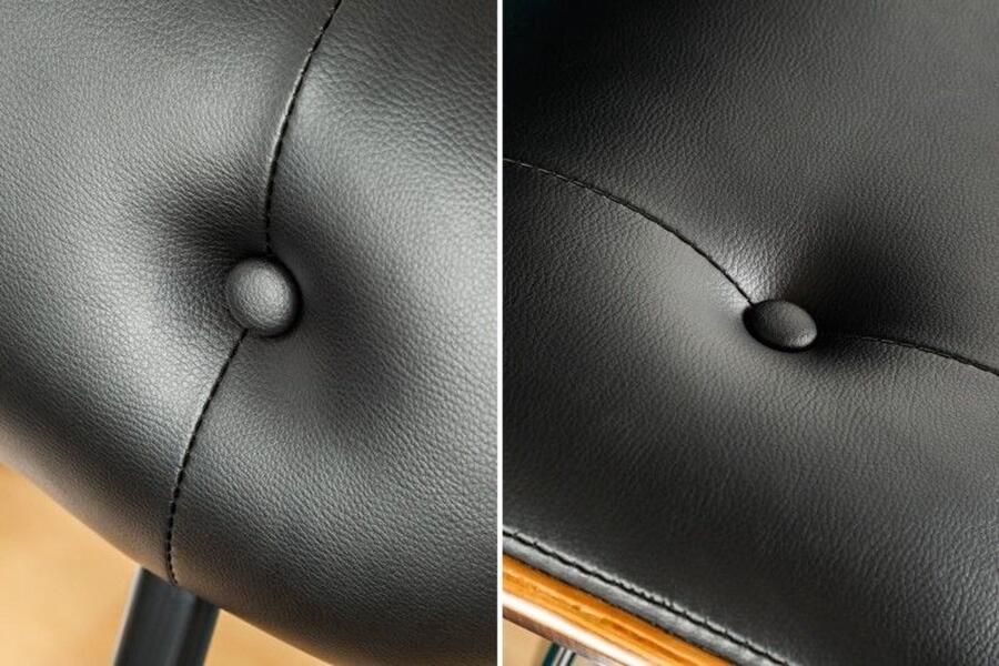 Invicta Interior Retro barkruk Lumine EleganceO zwart 115cm in hoogte verstelbaar walnootfineer - Foto 2