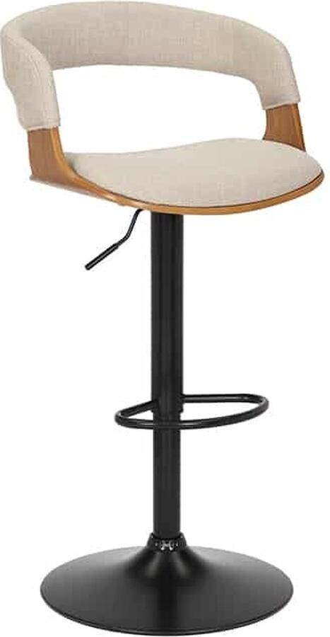 Invicta Interior Retro barkruk MANHATTAN beige structuurmateriaal massief hout met draaibare rugleuning in hoogte verstelbaar 44198 - Foto 2