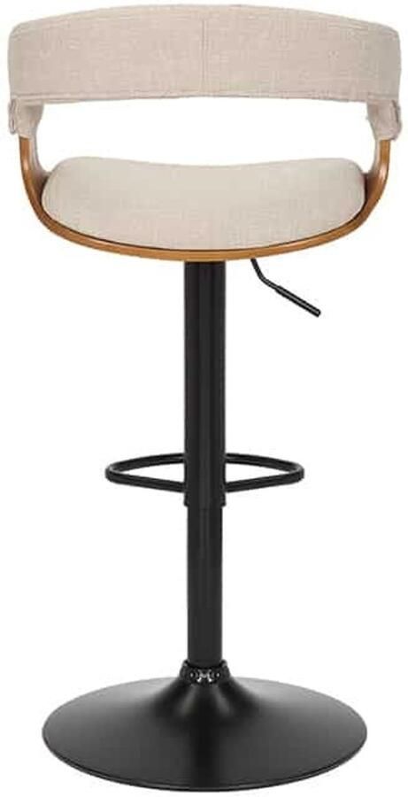 Invicta Interior Retro barkruk MANHATTAN beige structuurmateriaal massief hout met draaibare rugleuning in hoogte verstelbaar 44198