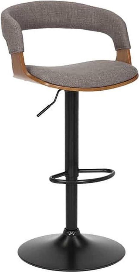 Invicta Interior Retro barkruk MANHATTAN grijs structuurmateriaal massief hout met draaibare rugleuning in hoogte verstelbaar 44197 - Foto 2