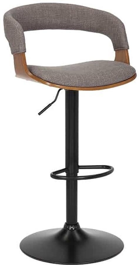 Invicta Interior Retro barkruk MANHATTAN grijs structuurmateriaal massief hout met draaibare rugleuning in hoogte verstelbaar 44197