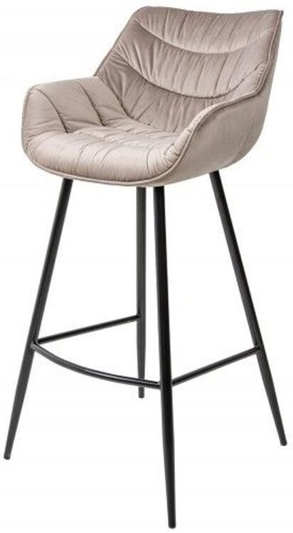 Invicta Interior Retro barkruk THE DUTCH Velour Couture champagne fluwelen barstoel met voetsteun - Foto 3