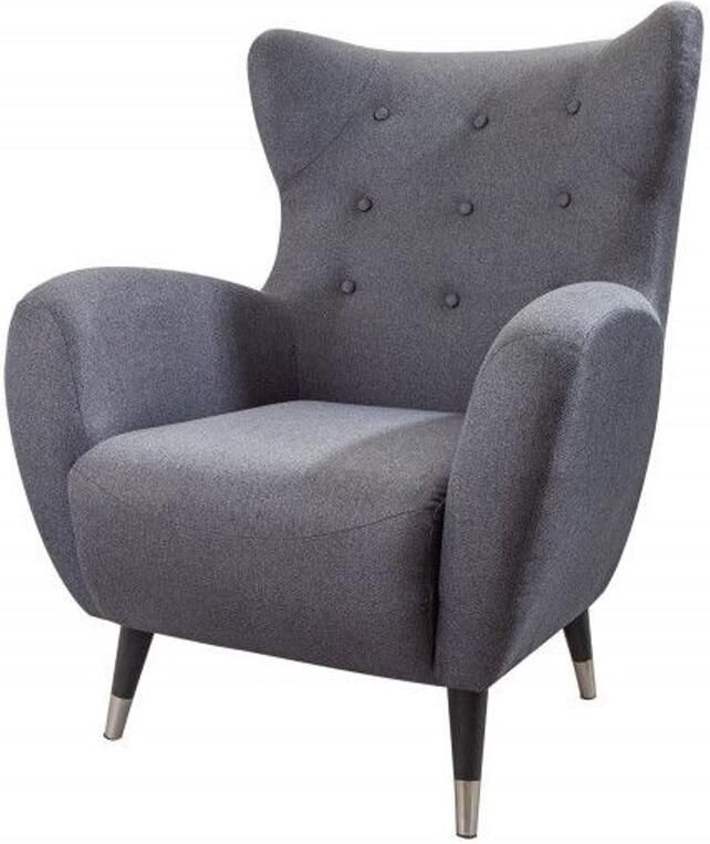 Invicta Interior Retro design fauteuil Velour Couture antraciet met veerkern zilveren voetdoppen - Foto 3
