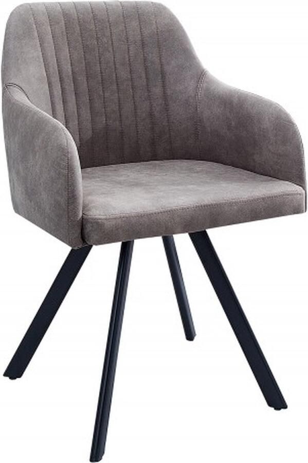 Invicta Interior Retro Design Stoel LUCCA Antiek Taupe Microvezel met Armleuning Quilten 38309