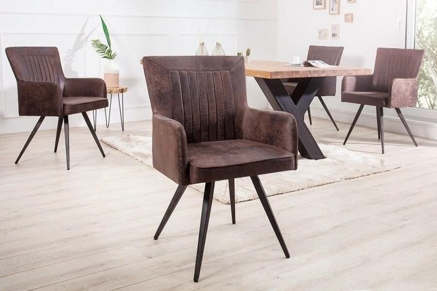 Invicta Interior Retro design stoel Majestic Finesse antiek bruin met armleuningen - Foto 2
