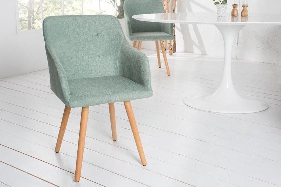 Invicta Interior Retro design stoel SCANDINAVIA MEESTERSTUK groen met armleuning 36827