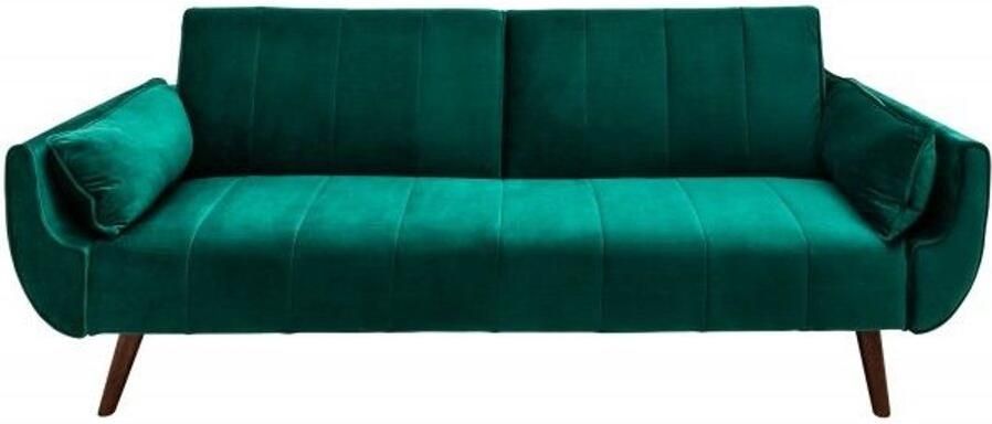Invicta Interior Retro slaapbank DIVANI 220cm smaragdgroen fluweel 3-zitsbank met bedfunctie 40089