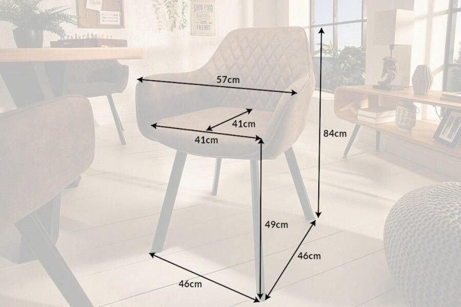 Invicta Interior Retro stoel Lumine Splendour taupe met armleuning en decoratieve stiksels - Foto 2