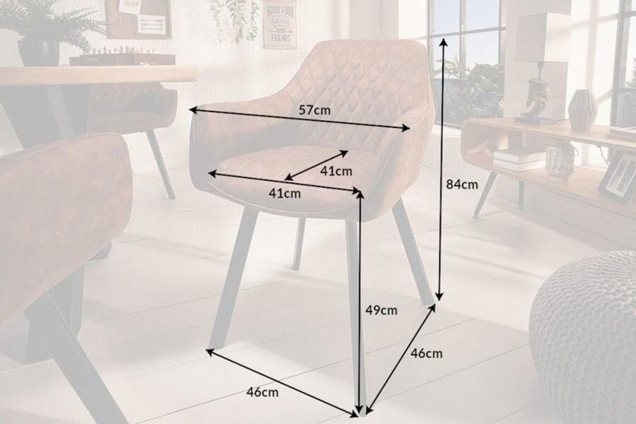 Invicta Interior Retro stoel Lumine Splendour vintage lichtbruin met armleuning en decoratieve stiksels - Foto 4