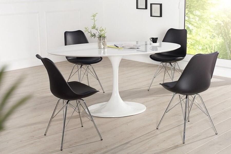 Invicta Interior Retro Stoel SCANDINAVIA MEISTERSTUCK zwart verchroomd frame 36185 - Foto 3