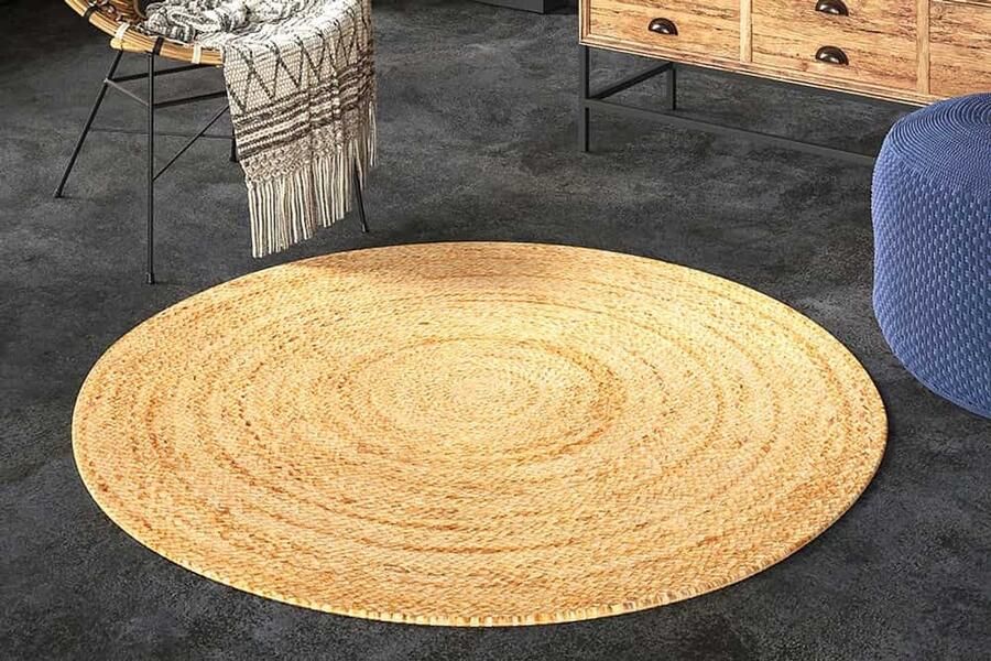 Invicta Interior Rond vloerkleed PURE NATURE 150cm Jute handgeweven platgeweven 44434