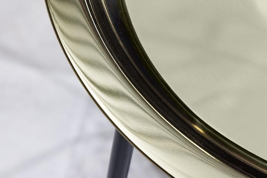 Invicta Interior Ronde bijzettafel CASABLANCA 50cm messing goud zwart dienblad uitneembaar opvouwbaar 44353