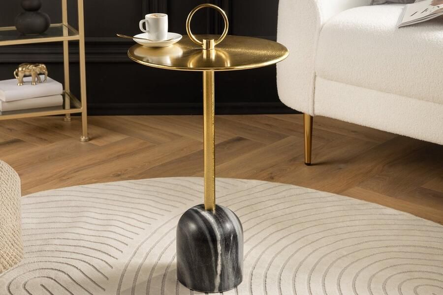 Invicta Interior Handgemaakte bijzettafel Majestic Grandeur 50cm messing goud rond metaal gehamerd design - Foto 2