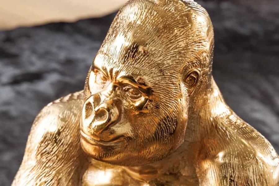 Invicta Interior Ronde bijzettafel KONG 50cm goudkleurig metalen glazen aapfiguur gorilla sculptuur 43203