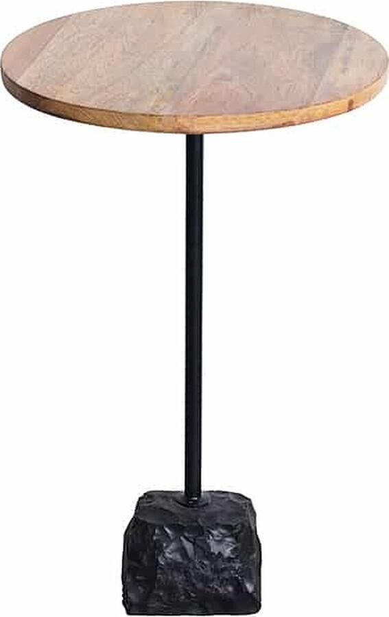 Invicta Interior Ronde bijzettafel TRAYFUL 55cm natuurlijk mangohout massief hout marmeren onderstel metaal zwart 43499 - Foto 2