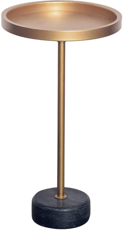 Invicta Interior Ronde bijzettafel TRAYFUL 60cm goud ijzer zwart marmeren voet handgemaakt 44850 - Foto 2
