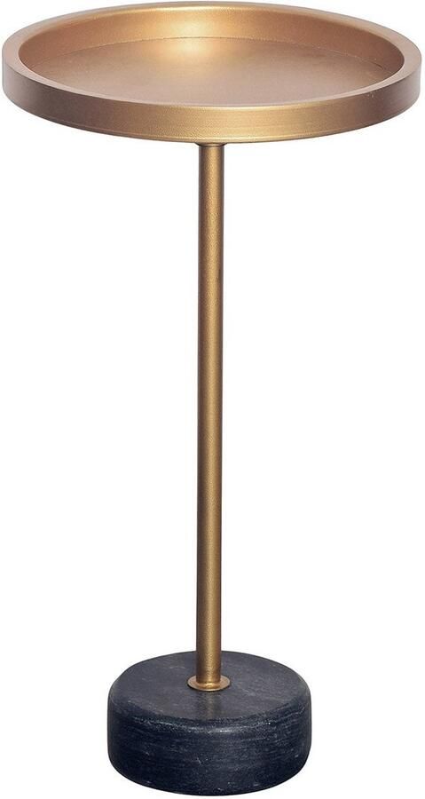Invicta Interior Ronde bijzettafel TRAYFUL 60cm goud ijzer zwart marmeren voet handgemaakt 44850 - Foto 2
