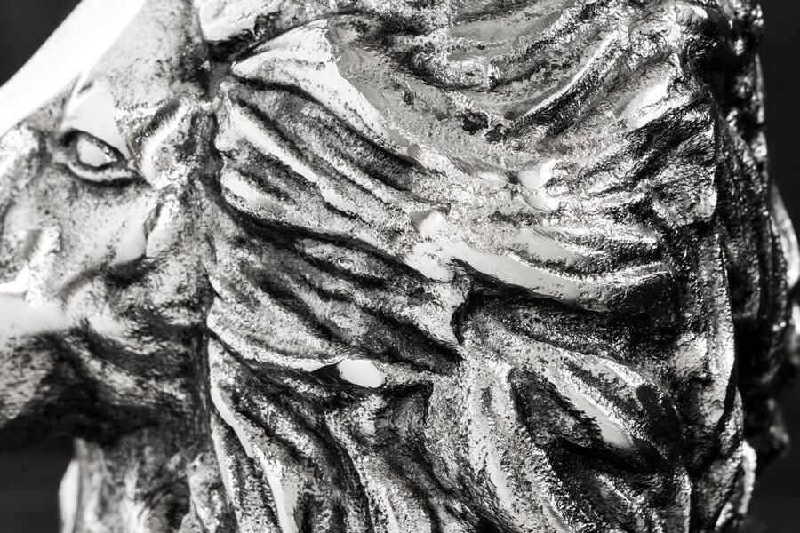 Invicta Interior Ronde bijzettafel WILDLIFE LION 60cm Zilver Antiek Metaal Glas Leeuw Sculptuur 44826