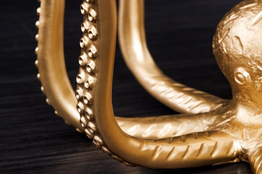 Invicta Interior Ronde bijzettafel WILDLIFE OCTOPUS 50cm goud sculptuur glas 44567